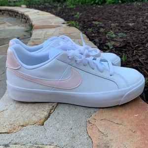 White Nike Shoes with Light Pink Accent